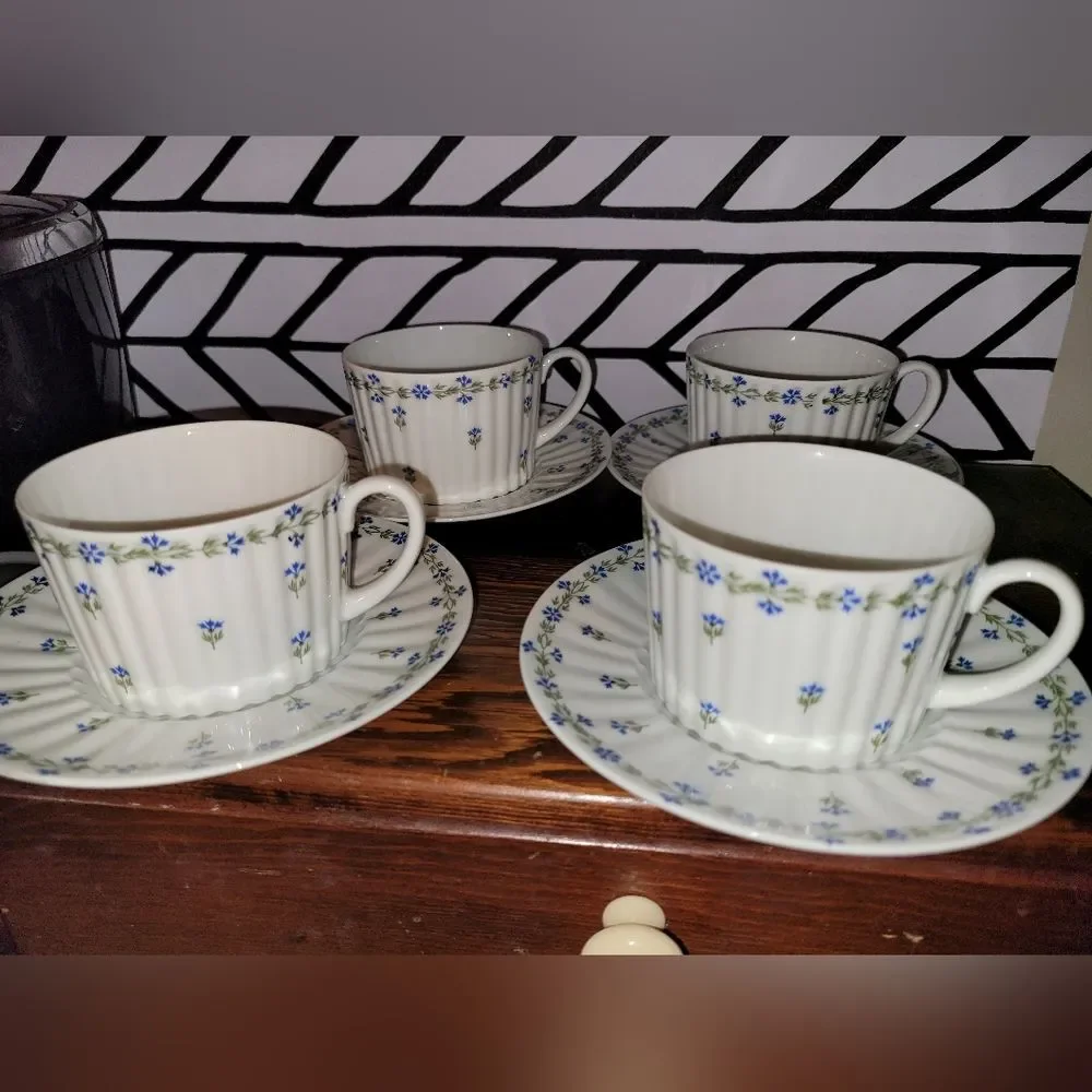 Cup Saucer SET of 3 Vintage GDA LIMOGES, France Bone China Dainty Fine